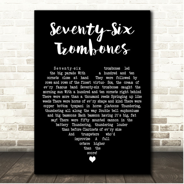 Meredith Willson Seventy-Six Trombones Black Heart Song Lyric Print