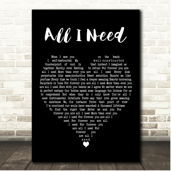 Michael Franks All I Need Black Heart Song Lyric Print