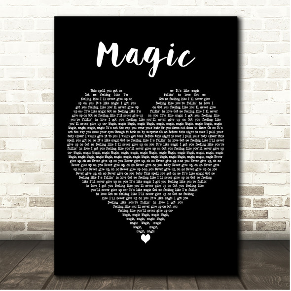 Mystery Skulls Magic Black Heart Song Lyric Print