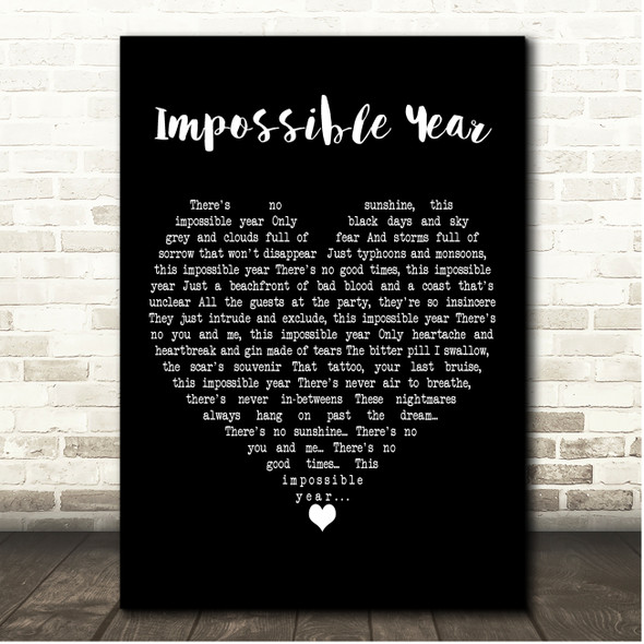 Panic! at the Disco Impossible Year Black Heart Song Lyric Print