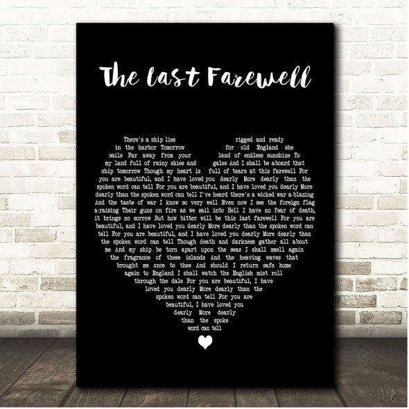 Roger Whittaker The Last Farewell Black Heart Song Lyric Print
