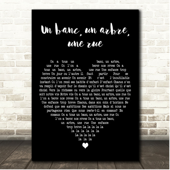 Séverine Un banc, un arbre, une rue Black Heart Song Lyric Print