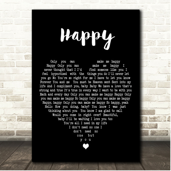 Surface Happy Black Heart Song Lyric Print