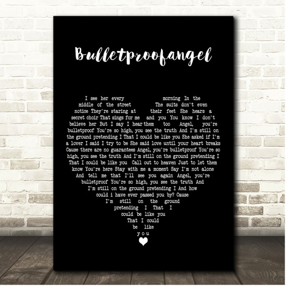 The Goo Goo Dolls Bulletproofangel Black Heart Song Lyric Print