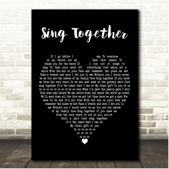 Train Sing Together Black Heart Song Lyric Print