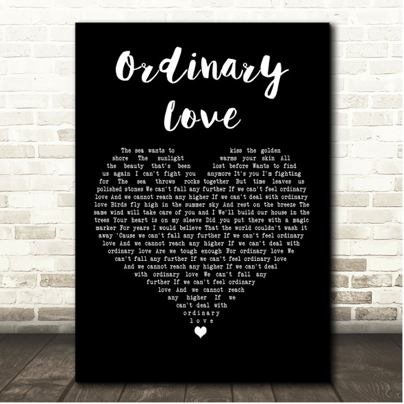 U2 Ordinary Love Black Heart Song Lyric Print