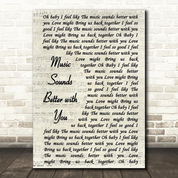 Stardust Music Sounds Better with You Vintage Script Song Lyric Quote Print