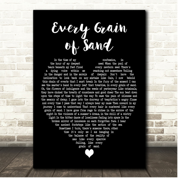 Bob Dylan Every Grain of Sand Black Heart Song Lyric Print