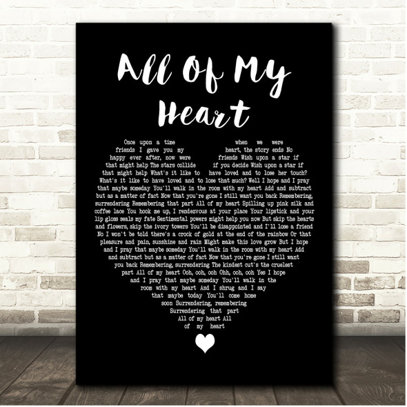 ABC All Of My Heart Black Heart Song Lyric Print