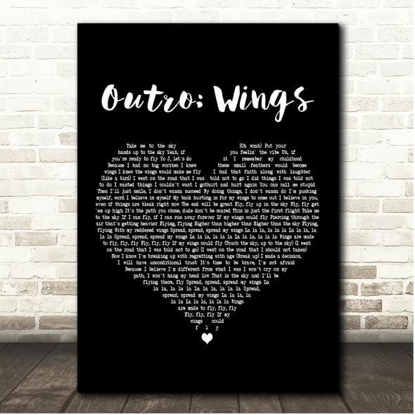 BTS Outro Wings Black Heart Song Lyric Print