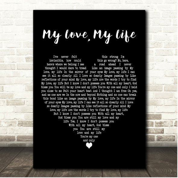 Cast Of Mamma Mia! Here We Go Again My Love, My Life Black Heart Song Lyric Print