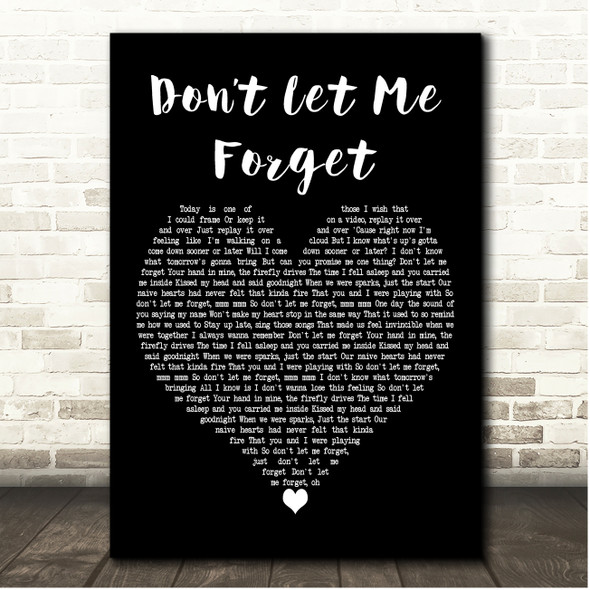 Catherine McGrath Dont Let Me Forget Black Heart Song Lyric Print