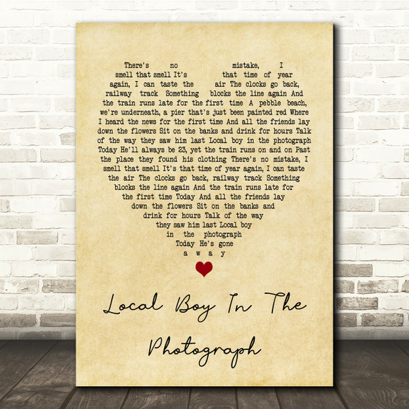 Stereophonics Local Boy In The Photograph Vintage Heart Song Lyric Quote Print