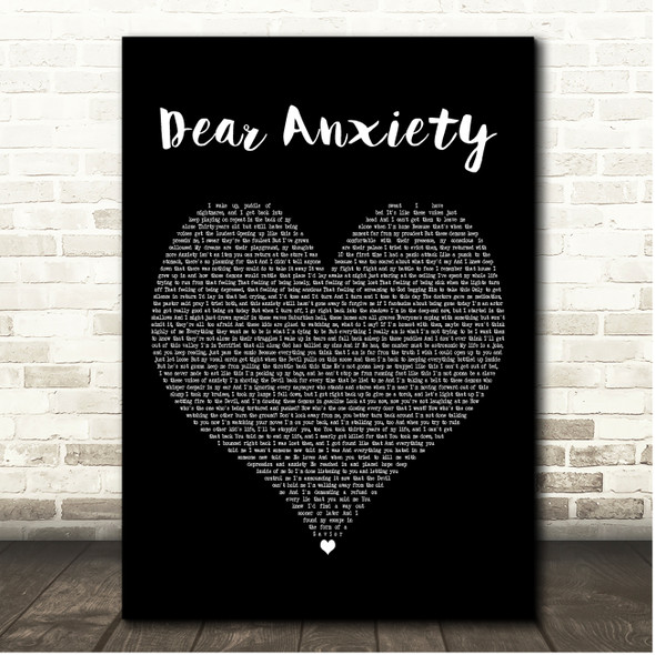 Clayton Jennings Dear Anxiety Black Heart Song Lyric Print