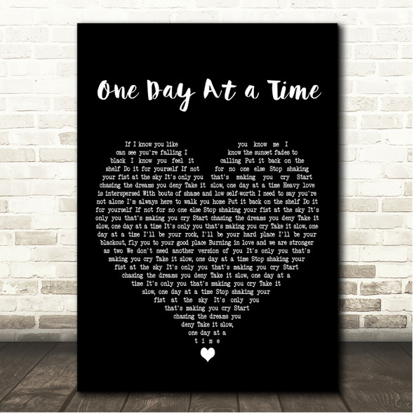Courteeners One Day At a Time Black Heart Song Lyric Print