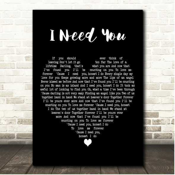 Daniel ODonnell I Need You Black Heart Song Lyric Print