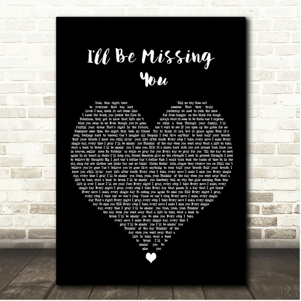 Diddy & Faith Evans Ill Be Missing You Black Heart Song Lyric Print