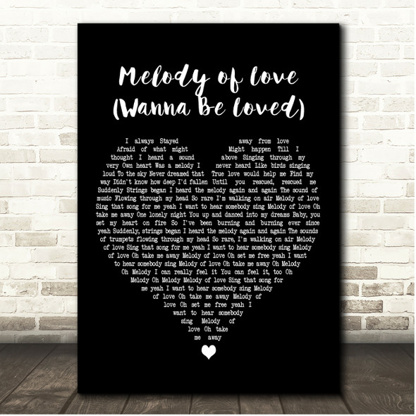 Donna Summer Melody of Love (Wanna Be Loved) Black Heart Song Lyric Print
