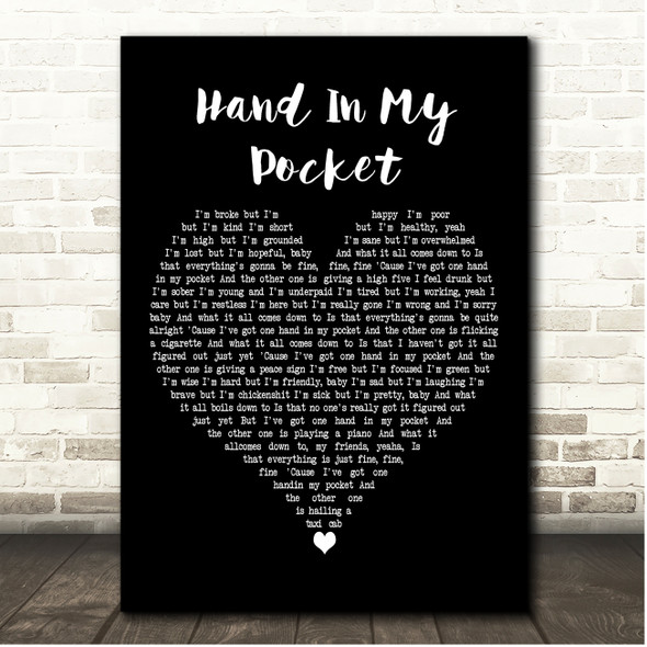 Alanis Morissette Hand In My Pocket Black Heart Song Lyric Print