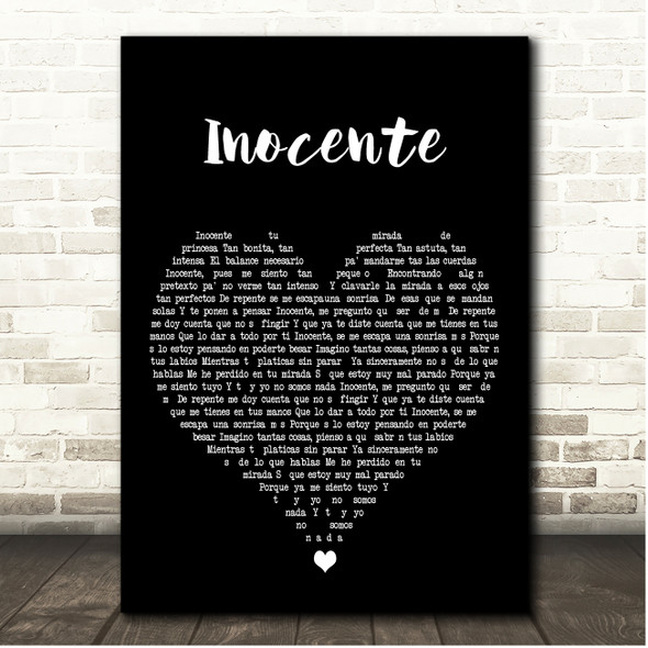 Alejandro Fernández Inocente Black Heart Song Lyric Print