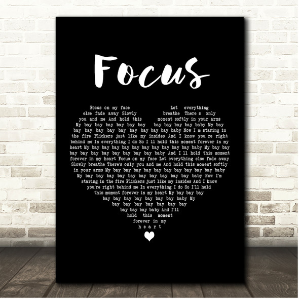 Emmas Imagination Focus Black Heart Song Lyric Print