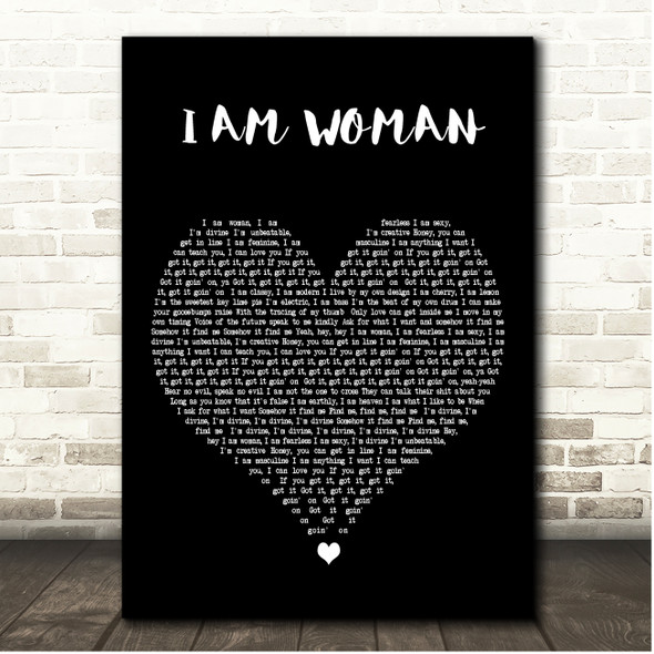 Emmy Meli I AM WOMAN Black Heart Song Lyric Print