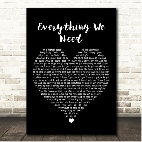 A Day To Remember Everything We Need Black Heart Song Lyric Print