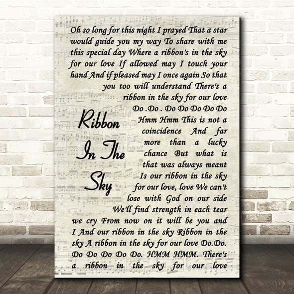 Stevie Wonder Ribbon In The Sky Vintage Script Song Lyric Quote Print