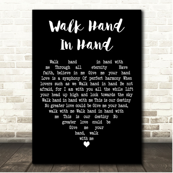 Gerry and The Pacemakers Walk Hand in Hand Black Heart Song Lyric Print