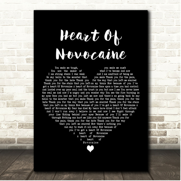 Halestorm Heart Of Novocaine Black Heart Song Lyric Print