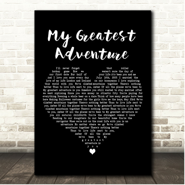 Amanda Nordelius My Greatest Adventure Black Heart Song Lyric Print