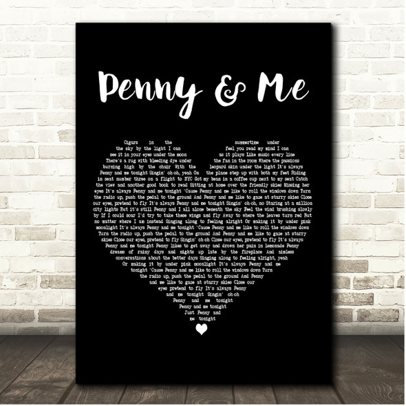 Hanson Penny & Me Black Heart Song Lyric Print