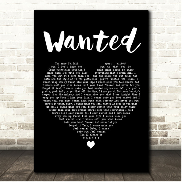 Hunter Hayes Wanted Black Heart Song Lyric Print