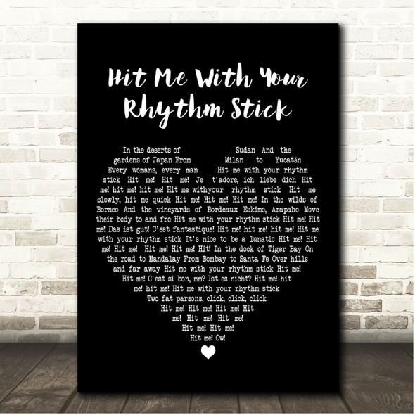 Ian Dury and The Blockheads Hit Me With Your Rhythm Stick Black Heart Song Lyric Print