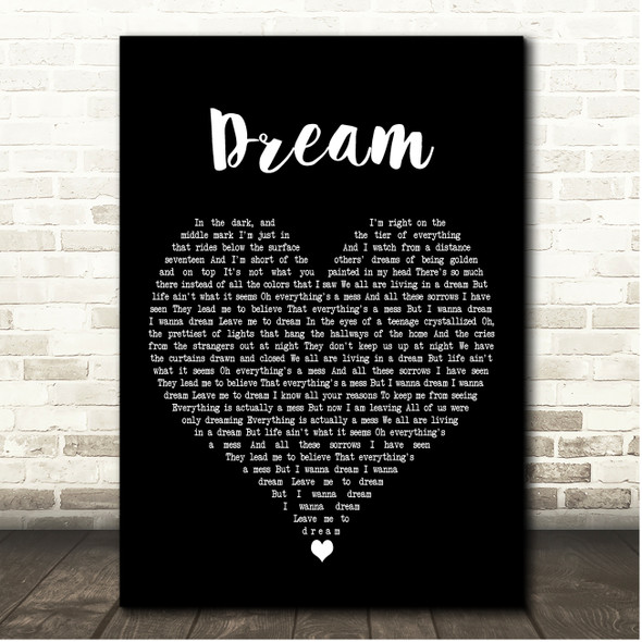 Imagine Dragons Dream Black Heart Song Lyric Print