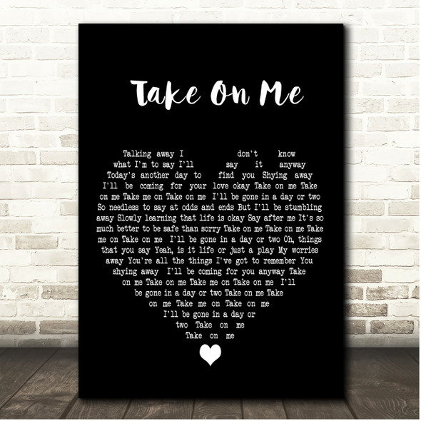 A1 Take On Me Black Heart Song Lyric Print