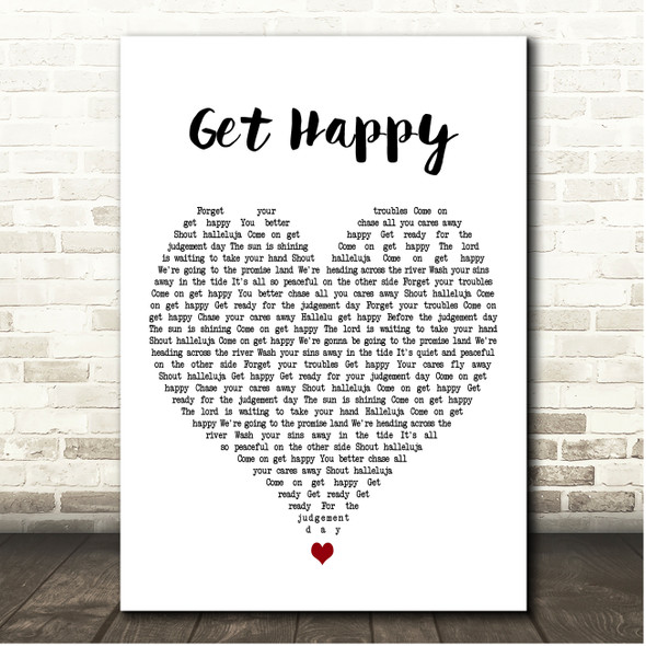 Judy Garland Get Happy White Heart Song Lyric Print