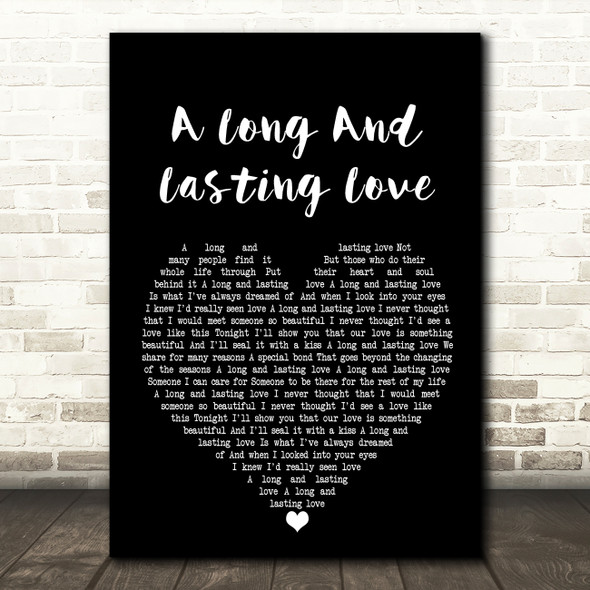 Crystal Gayle A Long And Lasting Love Black Heart Song Lyric Quote Print