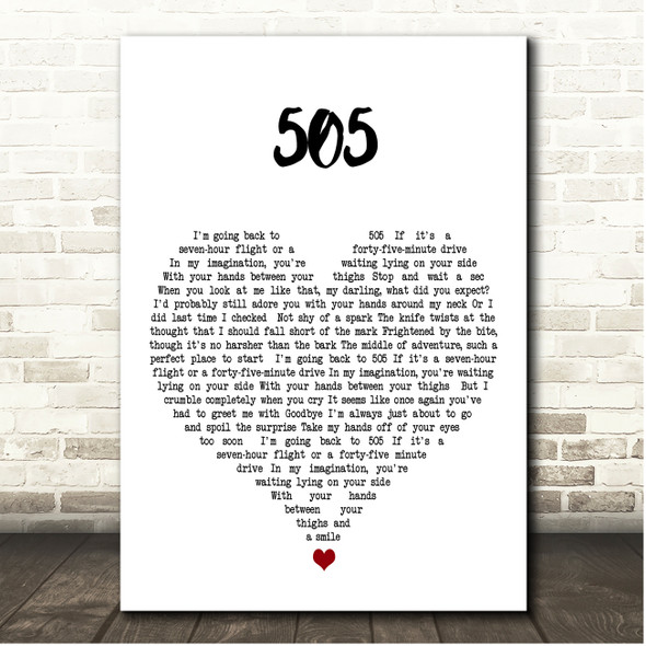 Arctic Monkeys 505 White Heart Song Lyric Print