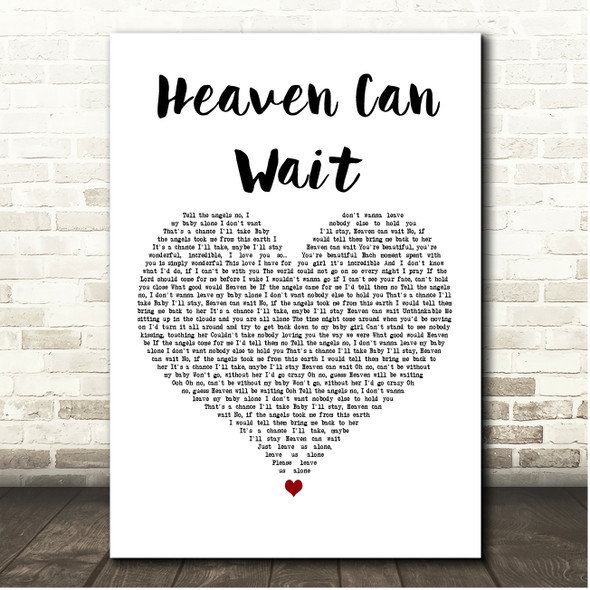 Michael Jackson Heaven Can Wait White Heart Song Lyric Print