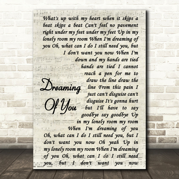 The Coral Dreaming Of You Vintage Script Song Lyric Quote Print