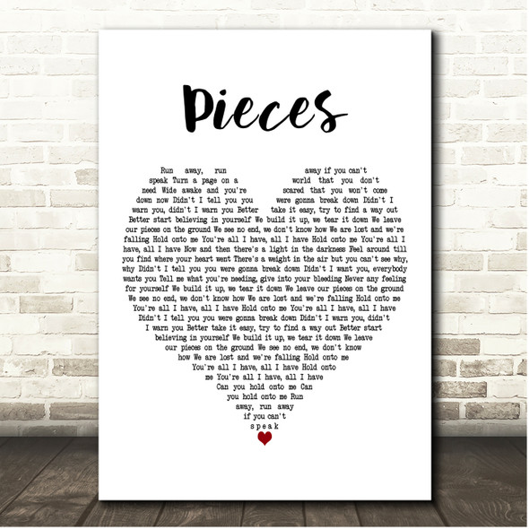 Rob Thomas Pieces White Heart Song Lyric Print