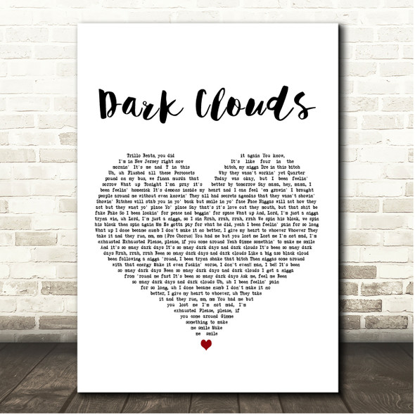 Rod Wave Dark Clouds White Heart Song Lyric Print