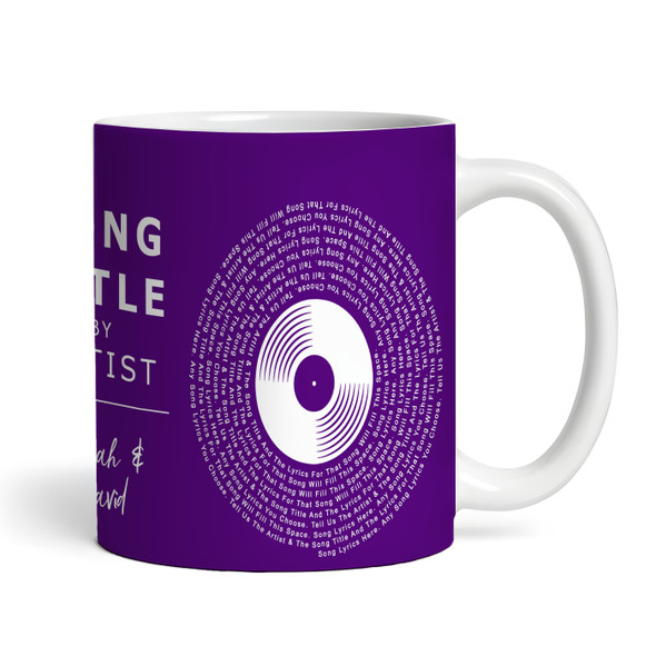 Purple Vinyl Record Any Song Lyrics Custom Music Gift Tea Cup Personalised Mug