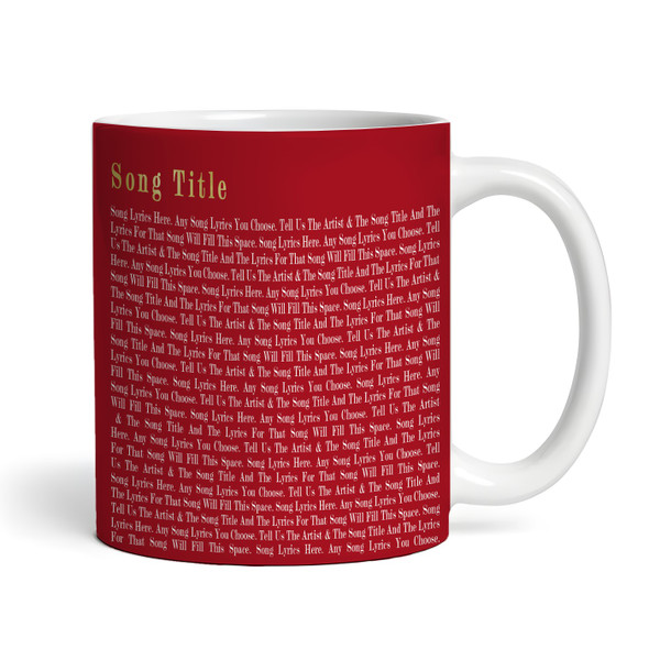 Red Bottom Script Heart Any Song Lyrics Custom Music Gift Personalised Mug