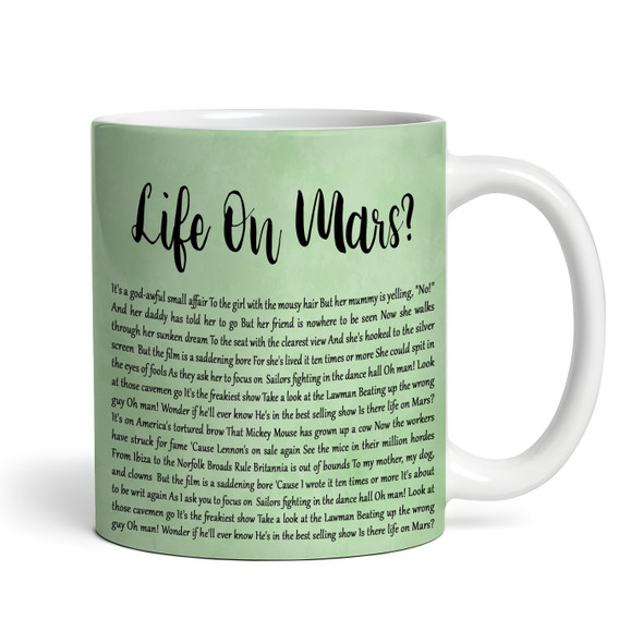 Black Initials Heart Green Any Song Lyrics Custom Music Gift Personalised Mug