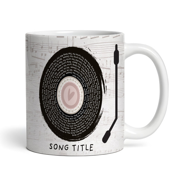 Vinyl Record Script Heart Any Song Lyrics Custom Music Gift Personalised Mug