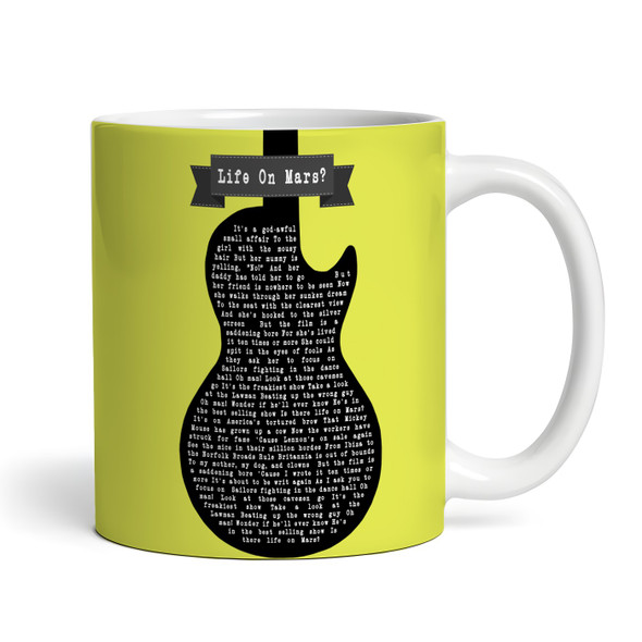 Yellow Guitar Any Song Lyrics Custom Music Gift Coffee Tea Cup Personalised Mug