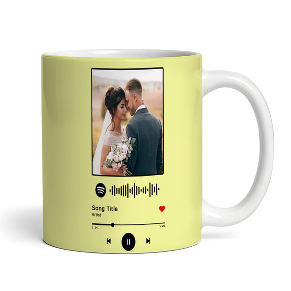 Yellow Spotify QR And Initials Any Song Lyrics Music Gift Personalised Mug