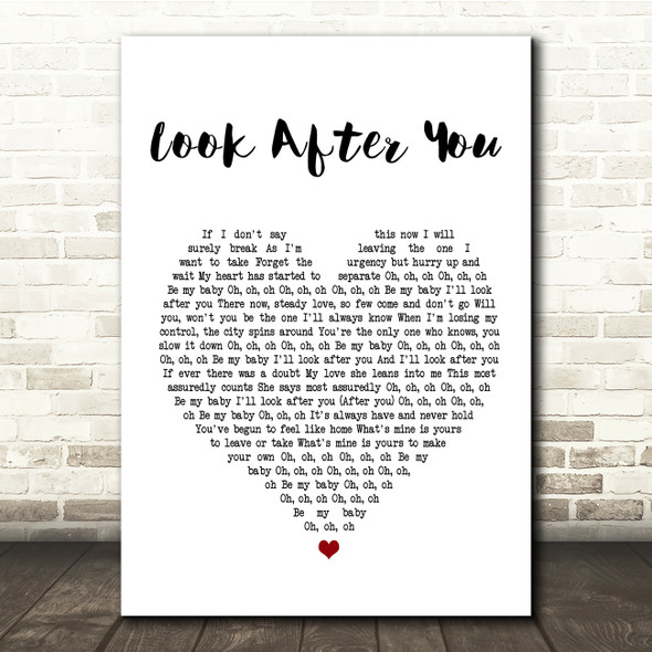 The Fray Look After You White Heart Song Lyric Quote Print
